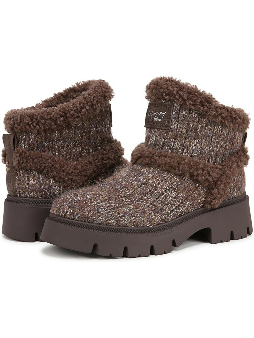 Sz 8 | SAM EDELMAN NWOT 'Clare' Cozy Brown Knit Sherpa Platform Ankle Bootie